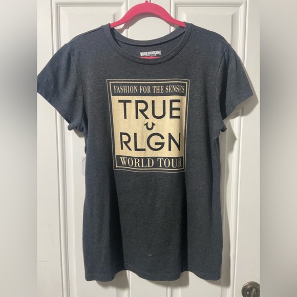 True Religion Tops - True Religion Graphic T Shirt Gray Black Sparkle XL